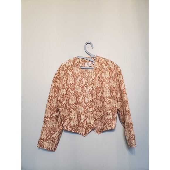 Eleanor P Brenner Tops - EPB Easy Eleanor P Brenner Womens S Blouse 100% Silk Boho Elephants Button Front